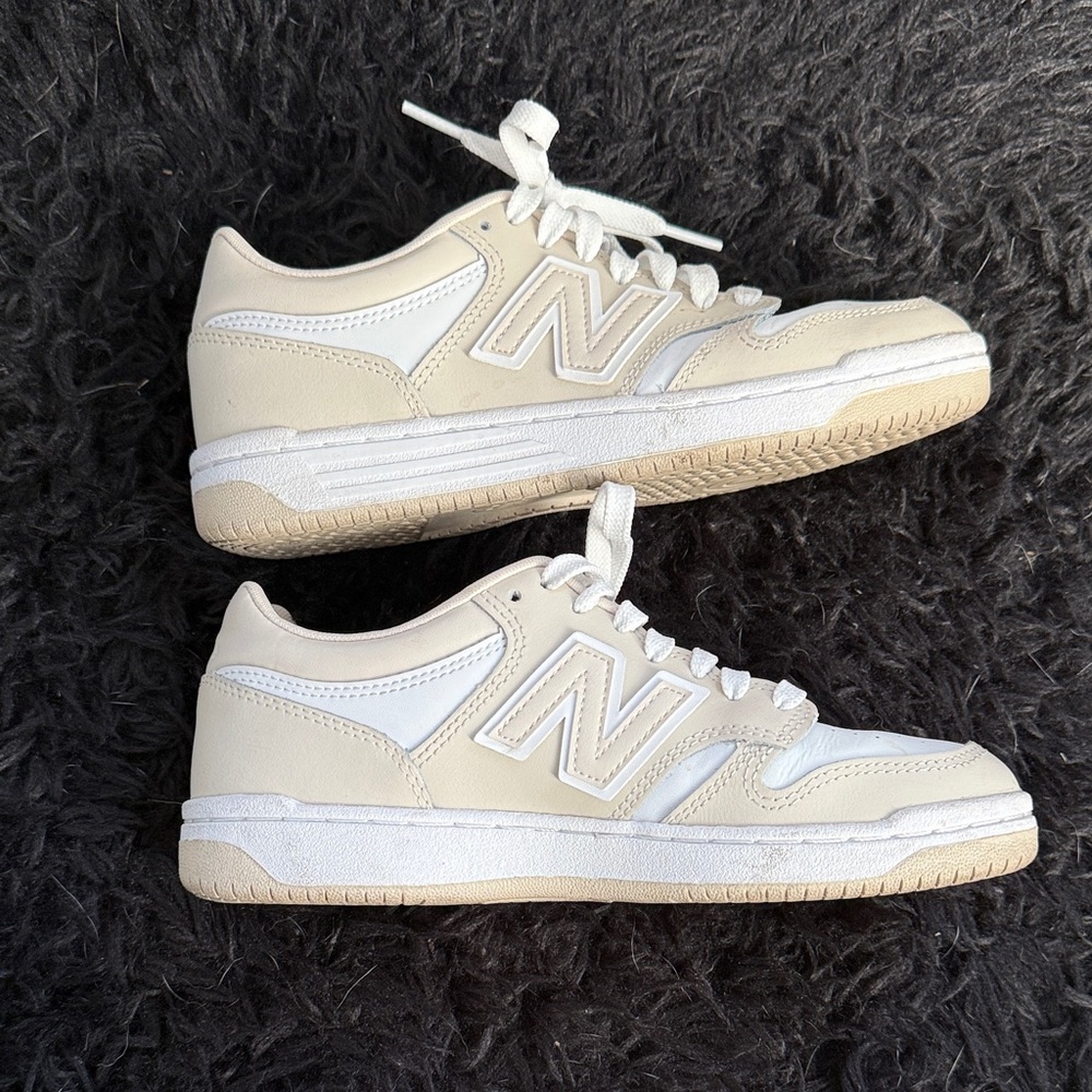 New Balance Beige and White Sneakers